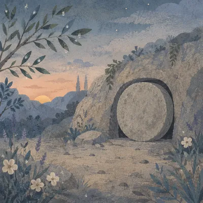 Sealed Tomb at Dawn in Silence