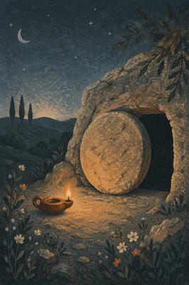 Sealed Holy Saturday Tomb Before Dawn