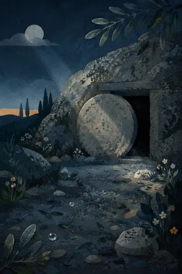 Sealed Tomb at Holy Saturday Dawn