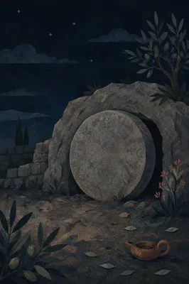 Holy Saturday Sealed Tomb in Dawn Darkness