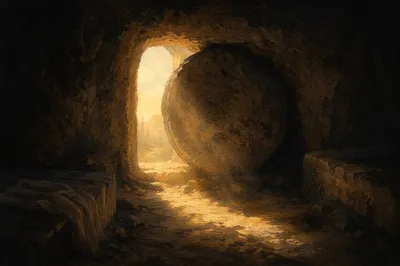 Sealed Tomb at Holy Saturday Dawn