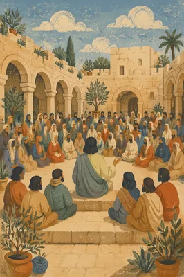 Holy Tuesday Parables in Stone Courtyard
