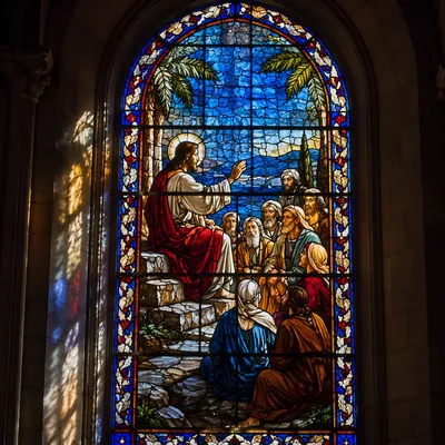 Holy Tuesday Parables in Chapel Window