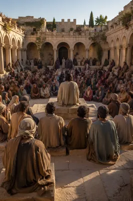 Holy Tuesday Parables in Stone Courtyard