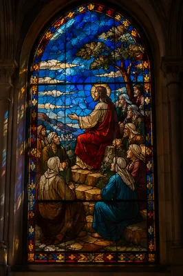 Holy Tuesday Parables in Chapel Stained Glass