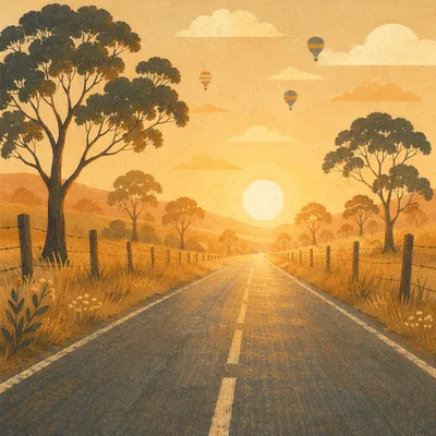 Summer Sun Haze Over Empty Rural Road