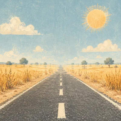 Hot Summer Haze Over Empty Road