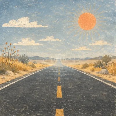 Blazing Summer Sun Over Empty Road