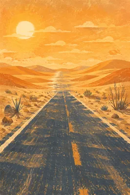 Summer Heat Haze on Desert Road