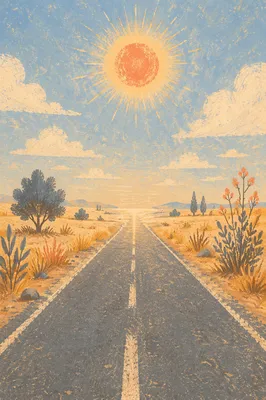 Midsummer Heat Haze on Empty Country Road