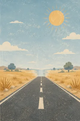 Summer Heat Haze on Empty Rural Road