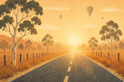 Summer Sun Haze Over Empty Rural Road