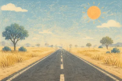 Scorching Summer Haze Over Empty Road