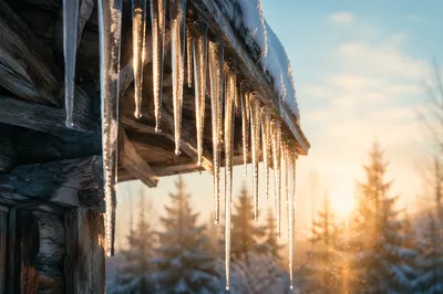 Golden Sunlight on Winter Icicles