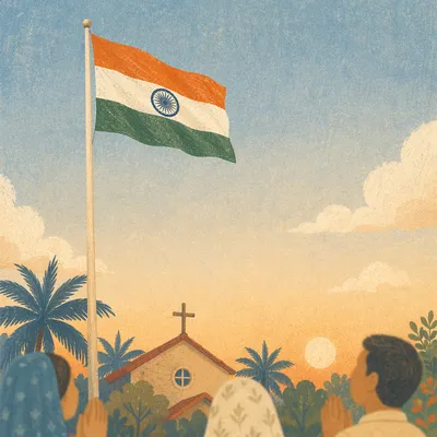 Indian Flag Prayer at Church Sunrise