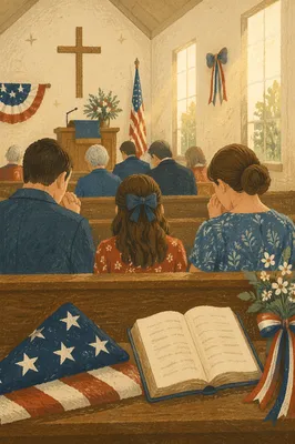 Independence Day Prayer in Country Church