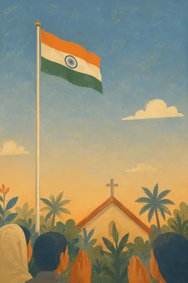 Indian Flag Prayer at Church Sunrise