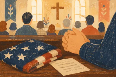 Church Prayer for Nation with Flag