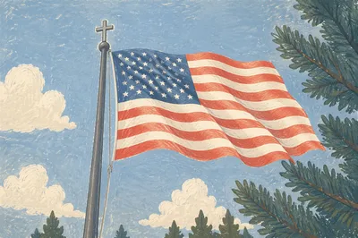 American Flag at Church for National Prayer