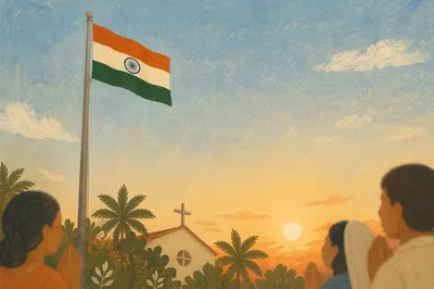Indian Flag Prayer at Church Sunrise