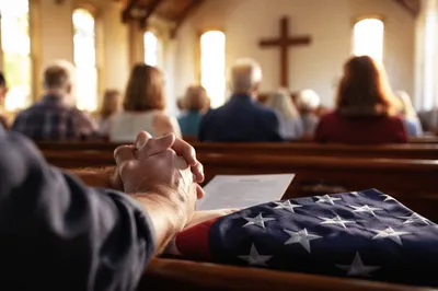 Church Prayer for Nation with Flag