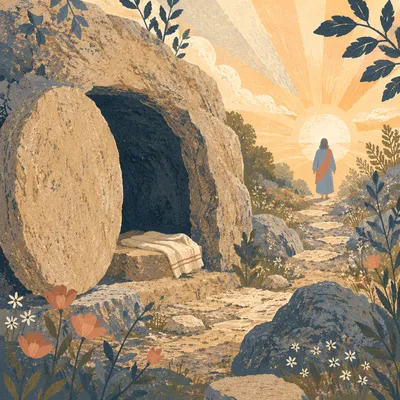 Risen Jesus Empty Tomb at Easter Sunrise