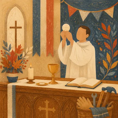 Labor Day Church Worker Blessing Scene