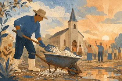 Labor Day Church Worker at Sunrise