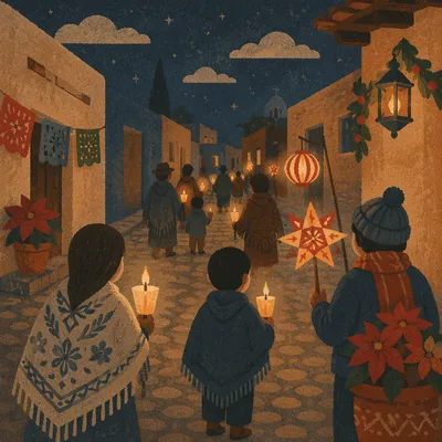 Las Posadas Candle Procession at Dusk