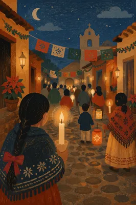 Las Posadas Candle Procession at Dusk