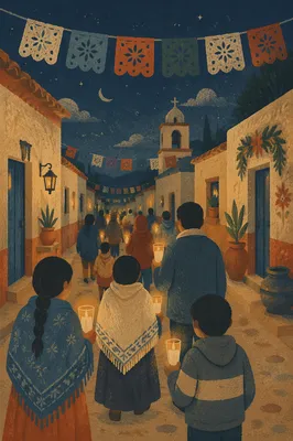 Las Posadas Candlelight Procession at Twilight