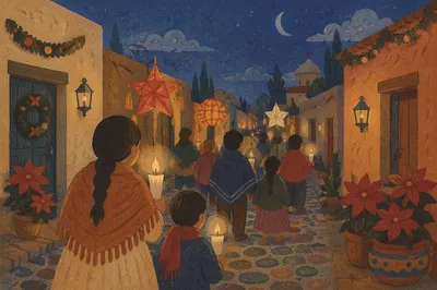 Las Posadas Candle Procession at Dusk