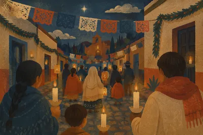 Las Posadas Candle Procession at Dusk