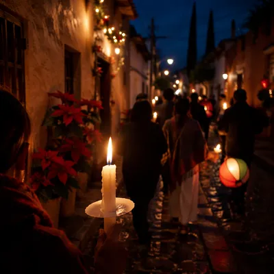 Las Posadas Candle Procession at Dusk