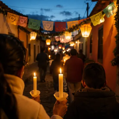 Las Posadas Candle Procession at Dusk