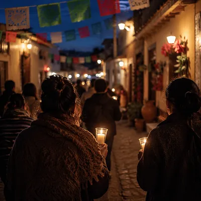 Las Posadas Candle Procession at Twilight