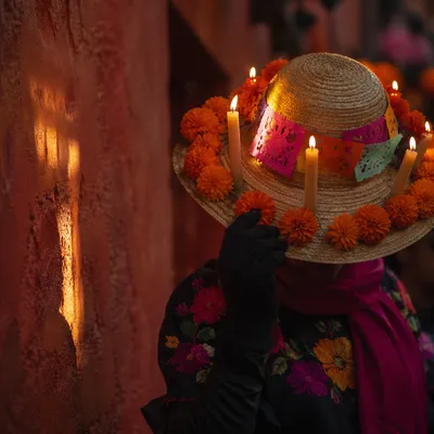 Las Posadas Candle Procession in Warm Light