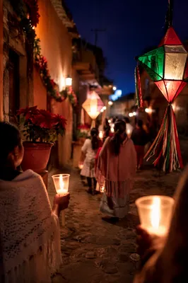Las Posadas Candle Procession at Dusk