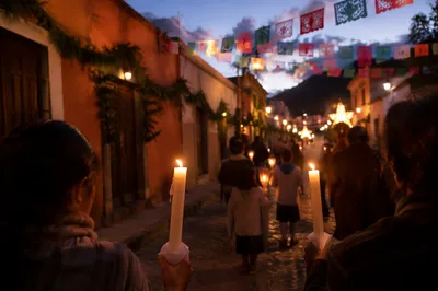 Las Posadas Candle Procession at Dusk
