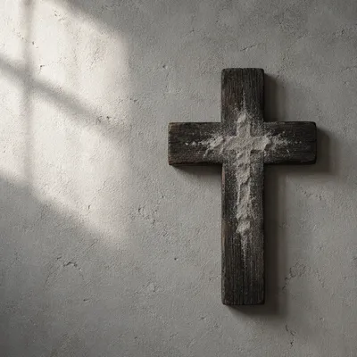 Lenten Ashes on Handmade Wooden Cross
