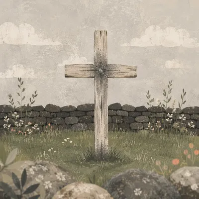 Lent Ashes on Weathered Wooden Cross
