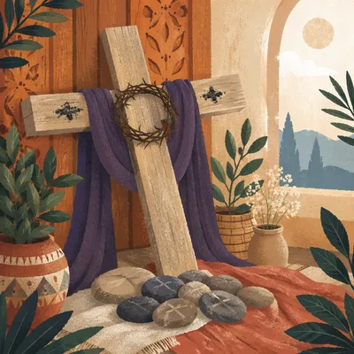 Lenten Ashes on Wooden Cross