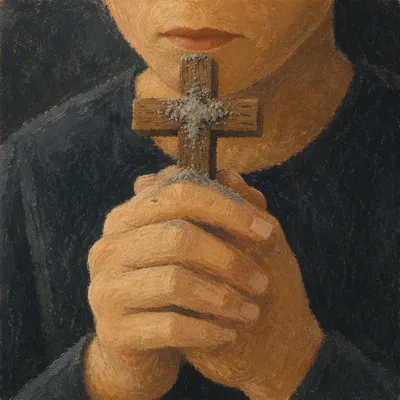 Lent Ashes on Rustic Wooden Cross