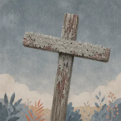Ash-Covered Wooden Cross for Lent