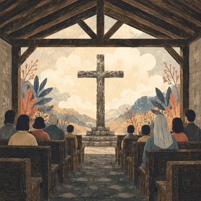 Lent Ashes on Wooden Cross Chapel