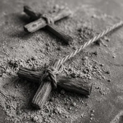 Lent Ashes and Wooden Cross Still Life