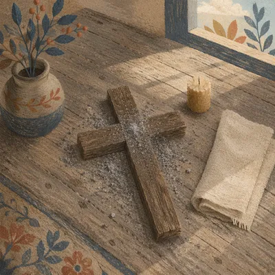 Lenten Ashes on Handmade Wooden Cross