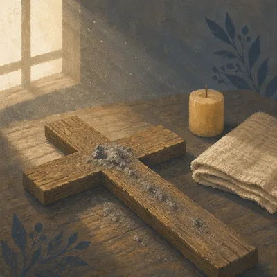 Lenten Ashes on Handmade Wooden Cross