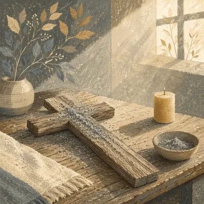 Lent Ashes on a Wooden Cross