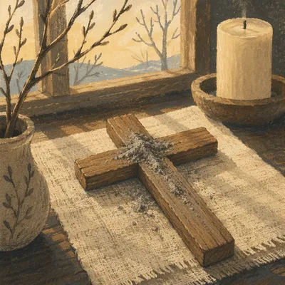 Lent Ashes on Handmade Wooden Cross